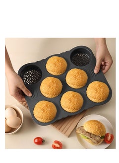 Buy Hamburger Bun Pan, 11.7x10.0x1.2 inch Hamburger Bun Pan Baking Pan, Silicone Hamburger Bun Mold, 8 Cavity Cup Big Baking Pan, Non-Stick Baking Pan for Gluten Buns Homemade Hamburger Buns in UAE