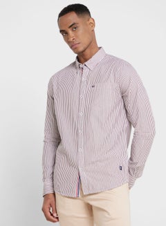 Buy Thomas Scott Men Modern Slim Fit Striped Casual Cotton Shirt in UAE