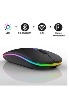 Buy Wireless - Bluetooth Mouse w10 , Rechargeable LED Dual Mode Mouse (Bluetooth 5.2 and USB Receiver) Portable Silent Mouse,for Laptop/Desktop/Tablet in Egypt