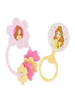 اشتري 2 Pack Disney Princess Character Shape Rattle and Keyring Teether, Premium Toddler Birthday Toys, Infant Teething Toys, Great for Newborn Shower Gifts في الامارات