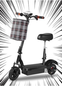 Buy Foldable ScooterElectric Kick Scooter 24V With Seats and Keys, Commuter E-Scooter with Front Light, Max Speed 20-30 KM, Electric Scooter With Charger, 8"Black in Saudi Arabia