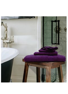 Buy Daffodil (Purple) Premium Towels (Set of 1 Face, 1 Hand & 1 Bath Towel) 100% Cotton, Highly Absorbent and Quick dry, Hotel and Spa Quality Bath linen with Stripe Diamond Dobby-500 Gsm in UAE