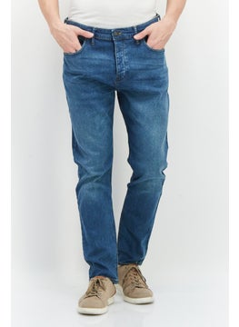 اشتري Men Slim Fit Washed Stretchable Denim Jeans, Blue في الامارات