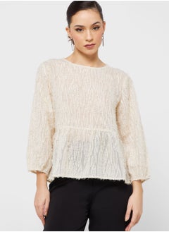 اشتري Crew Neck Puff Sleeve Top في الامارات