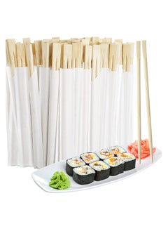 Buy 100 Pairs Disposable Chopsticks, Bamboo Wooden Solid No Splinter Chopsticks, Individually Wrapped Disposable Wooden Chopstick with Paper Sleeve for Sushi, Asian Dishes, Noodles, 8.27 Inch in UAE