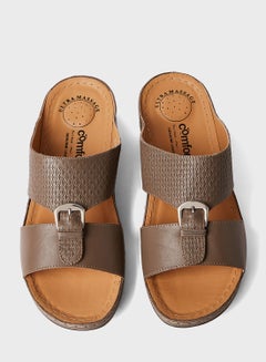 Buy Textured Leather Sandals in Saudi Arabia