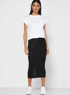 Buy Contrast Side Paneled Midi Skirt in Saudi Arabia