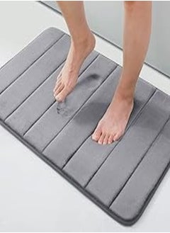 اشتري Memory Foam Bath Mat, 50 x 80 cm, Soft Non-Slip Bathroom Rug, Super Absorbent Bath Mats for Bathroom Floor, Machine-Washable Dry Bath Rug Foot Mat, Grey في مصر