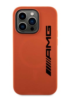 Buy Magsafe Silicone Case with Large AMG Logo for iPhone 15 Pro -Orange Magma in UAE