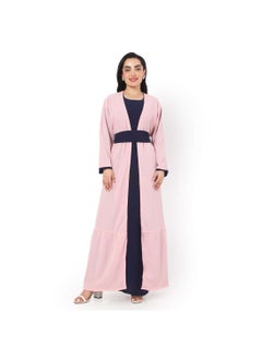 اشتري MODEST DRESS WITH LONG JACKET AND BELT STYLISH SOLID COLOUR ARABIC KAFTAN JALABIYA في السعودية