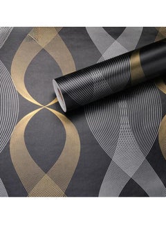 Buy Self-Adhesive Wallpaper,Black Geometric Contact Paper Modern Wallpaper Stick,PVC Removable Waterproof Wall Paper For Home Decor 45cmx10m in UAE