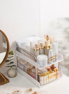 Buy 2-Tier Makeup Organizer Under Sink Organizer Storage Shelf With Clear Sliding Baskets and Pull Out Drawer For Kitchen Bathroom Bedroom Office in Saudi Arabia