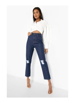 Buy High Waist Distressed Mom Jeans in UAE