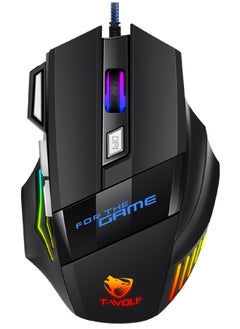 Buy Gaming Mouse Usb Wired Optical 7 Buttons Black in UAE