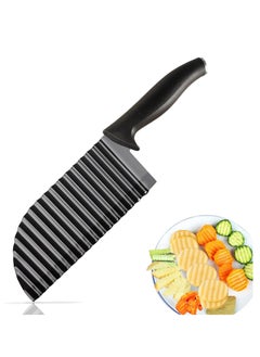 Buy Crinkle Cutter for Veggies Potatoes, Wavy Chopper Knife, Crinkle Knife for Salad Chopping Cucumber Carrot Fruit, Wave Knife Stainless Steel French Fry Slicer, Safe Kitchen Tools Wavy Slicer in UAE