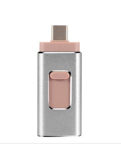 اشتري 64GB USB Flash Drive, Shock Proof 3-in-1 External USB Flash Drive, Safe And Stable USB Memory Stick, Convenient And Fast Metal Body Flash Drive, Silver Color (Type-C Interface + apple Head + USB) في السعودية