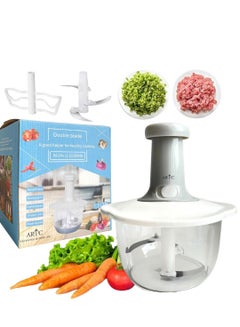 Buy ARTC Hand Pressed Food Chopper And Salad Mixer And Handy Manual Non-Electric Food Processor And Vegetable Mixer And Grater Slicer Dicer 1.5Ltr in UAE