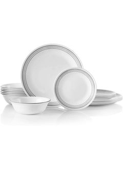 Buy 18-Piece Chip Resistant Classic Collection Mystic Grey Dinnerware Set Service for 6 in UAE