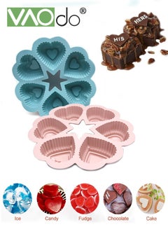 Buy 2PCS Silicone Cake Mold Heart Shape Cake Chocolate Biscuit Pudding Jelly Handmade Soap Candle Mold in UAE