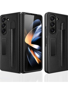 Buy for Samsung Galaxy Z Fold 5 Case, with Screen Protector & Kickstand Hinge Protection & Pen Holder, Full Grain Full Body Protection Shockproof Cover for Z Fold 5 (Z Fold 5, Black) in UAE