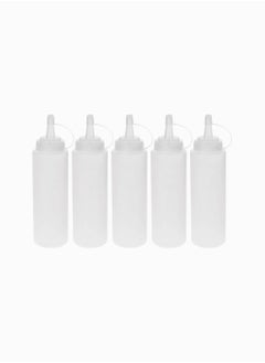 Buy Ketchup Squeeze Bottles, 230ml Plastic Condiment Squeeze Squirt Bottles with Cap, for Ketchup, BBQ, Sauces, Syrup, Condiments, Dressings, Paint - BPA Free 5pcs in UAE