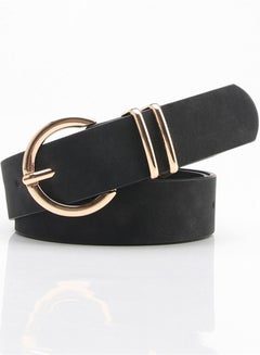 Buy Fashion Boutique Women's Needle Button Casual Versatile Jeans Belt 105cm Black in UAE