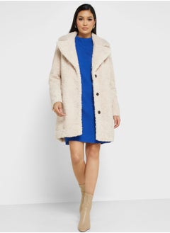 Buy Button Detail Fur Coat in UAE