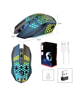 Buy Luminous And Rechargeable Wireless Silent Hollow Out Design LightWeight Office Mouse in UAE