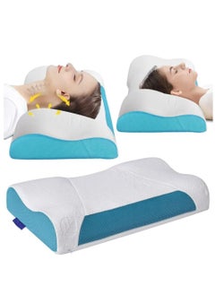 Buy Memory Foam Bed Pillow for Sleeping Size 67 X 12 cm Cervical Pillow for Neck and Shoulder Neck Support Pillow for Shoulder and Neck Pain Relief with Washable Cover in UAE