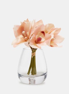 اشتري White Artificial Plant Decoration Silk Real Touch Flower Bouquet Cymbidium Orchids Arrangements In Vase في السعودية