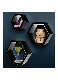 اشتري FLOATING WALL SHELVES HEXAGON SHAPE 3PCS SET BLACK Size: 30x9x26CM/ 26x9x22.5CM 22x9x19.10CM في الامارات