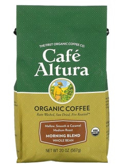 اشتري Organic Coffee Morning Blend Whole Bean Medium Roast 20 oz (567 g) في الامارات