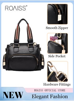 Buy Soft Leather Shoulder Bag  Fine PU Leather Smooth Zipper Large Capacity Multilayer Space Quality Inside in Saudi Arabia