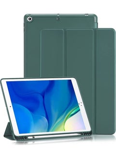 Buy iPad 9th/8th/7th Generation case 2021/2020/2019 iPad 10.2-Inch Case with Pencil Holder Sleep/Wake Slim Soft TPU Back Smart Magnetic Stand Protective Cover Cases Dark Green in Saudi Arabia