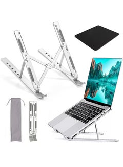 Buy Laptop Stand with Mousepad - Adjustable Laptop Holder Riser, Anti-Slip Aluminum Alloy Folding Computer Stand Compatible with MacBook Pro/Air, HP, Lenovo, Dell 10 to 15.6 in UAE