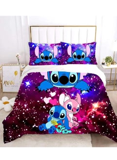 Buy Cartoon Pattern Bedding Three-piece Set of Soft Microfiber Polyester Sheets Including Cover and Two Pillowcases (Size 150cmX200cm) in Saudi Arabia