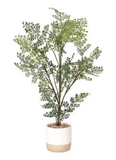 Buy Artificial Fern in Ceramic Pot Green White/Beige - 71.12 cm in UAE