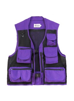 Buy Multi-Pocket Mesh Fishing Vest for Men Purple in UAE