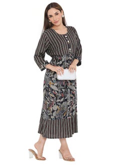 Buy STYLISH PRINTED SHORT FRONT STYLED BUTTON ARABIC KAFTAN JALABIYA DRESS in Saudi Arabia