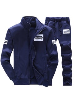 Buy Mens Trendy Hoodie Jacket and Pants Set Blue in Saudi Arabia