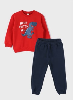 اشتري Crew Neck Printed Baby Boy Sweatshirt and Sweatpants 2-Pack في مصر