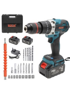 اشتري Bonai 118VF Lithium Electric Drill - Powerful 80-150Nm, 1/2" Chuck, 25 Attachments, LED Light, Variable Speed في الامارات