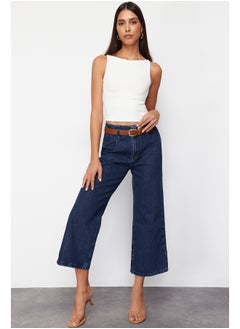 Buy Dark Blue Belted High Waist Culotte Jeans TWOSS24JE00303 in Egypt