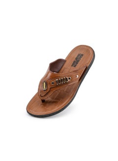 اشتري Men Leather Flip-flops Brown في الامارات