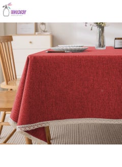 Buy Tablecloth, Waterproof And Oil-Proof End Table Dustproof Cover, Solid Color Lacy Picnic Blanket, Red in Saudi Arabia