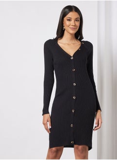 Buy Knit Button Mini Dress in UAE