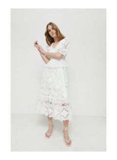 Buy Lace V-Neck Midi Tier Dress in Saudi Arabia