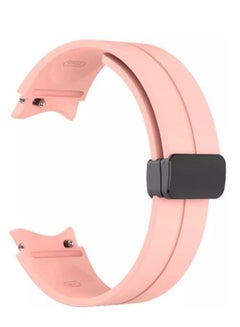 اشتري Silicone Folding Magnetic Clasp Compatible with Samsung Galaxy Watch 5 Pro 45mm | Watch 5 44mm 40mm | Galaxy Watch 4, special strap without gap design, pink في مصر