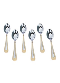 Buy Luxe gold-plated small tea spoon set, 6 pieces, 1491 in Egypt