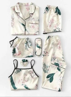 Buy 7pcs Floral Print Satin Pajama Set in Egypt